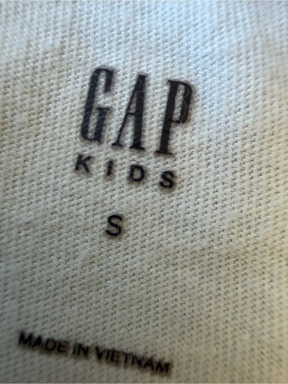 GAP White Tee with Red Sleeves and Navy Logo